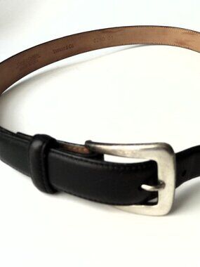 Tiffany & Co black calfskin leather 925 sterling silver buckle belt 32